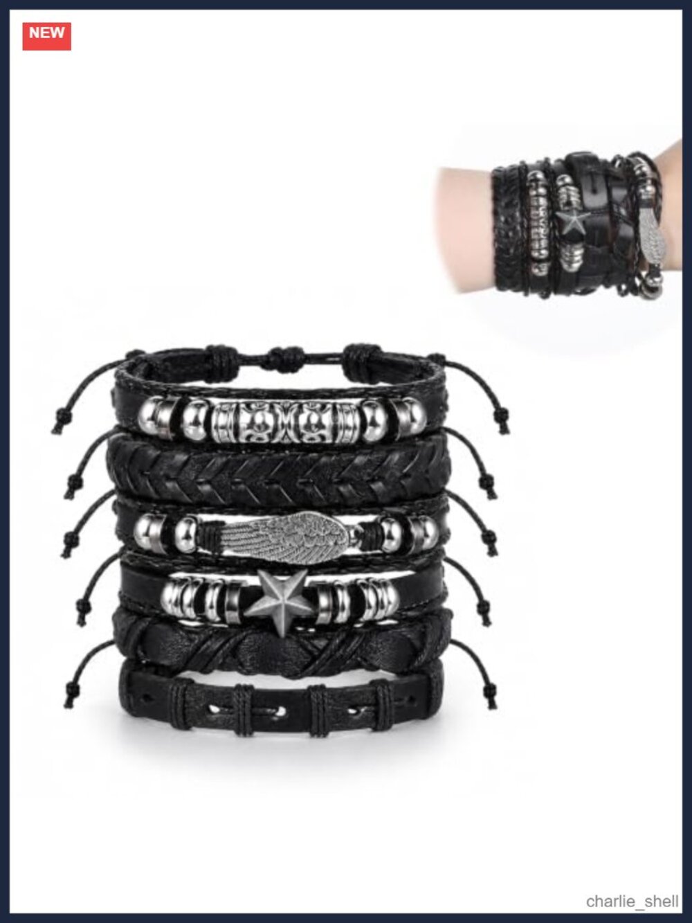 Punk Rock Studded Bracelet Set - Leather & PU Wristbands